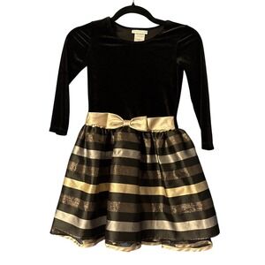 Vintage Bonnie Jean Velvet Dress Girls 6 Black Sparkle Layered Pageant Princess